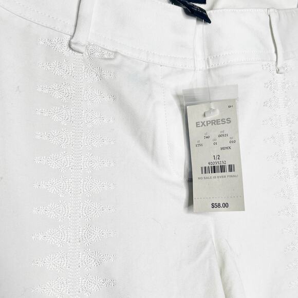 EXPRESS NWT Stretch Embroidered Straight Leg Dress Pants High Rise White Size 1 - Picture 8 of 9